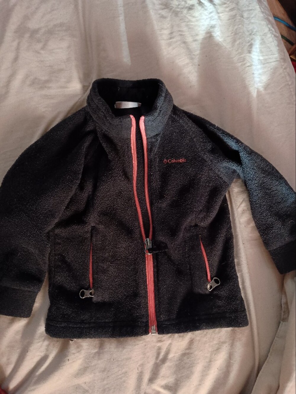 Columbia Black Fleece Jacket with Pink Zippers